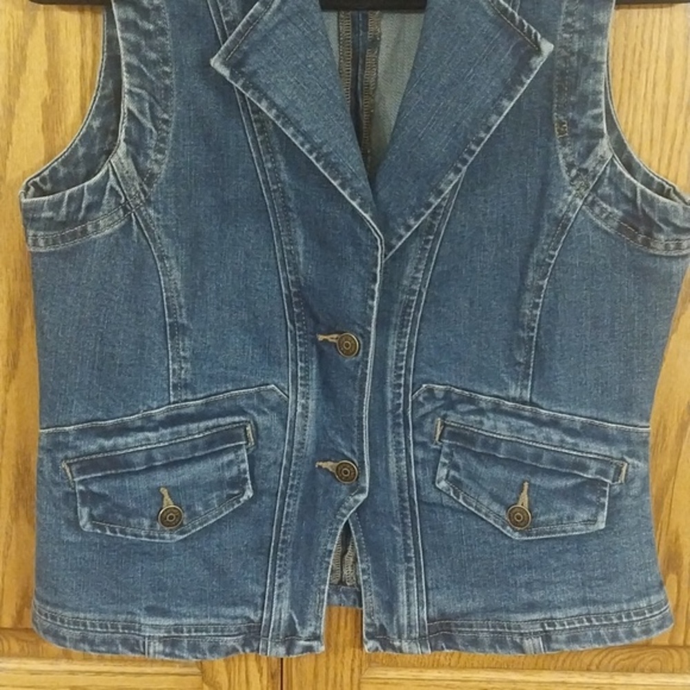 Relativity Women's Denim Vest Size Small Medium Blue Wash Y2K Western Indie 90's - Picture 4 of 12